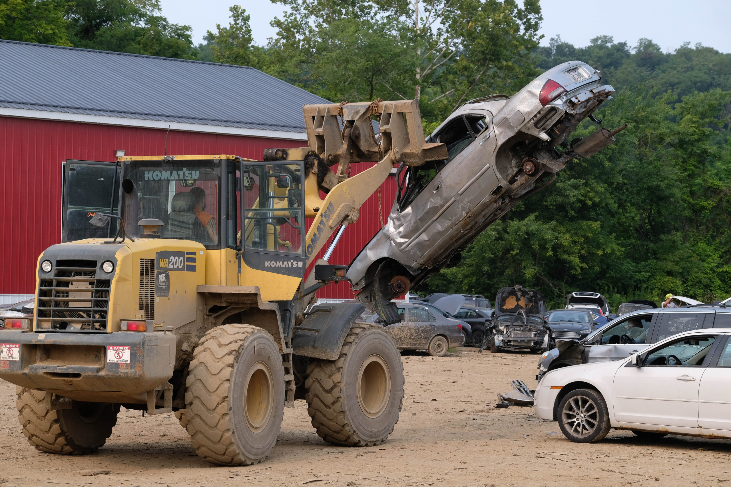 Just Junk It crushing scrap cars.